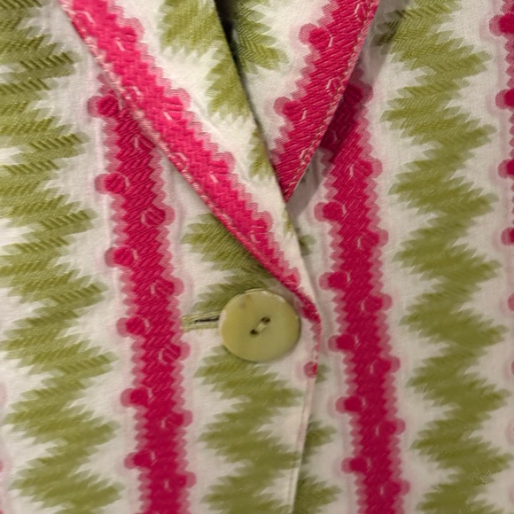 EUC [Lafayette 148] New York Green/Pink Buttoned Blazer Jacket Women’s Size 8 - Picture 11 of 14